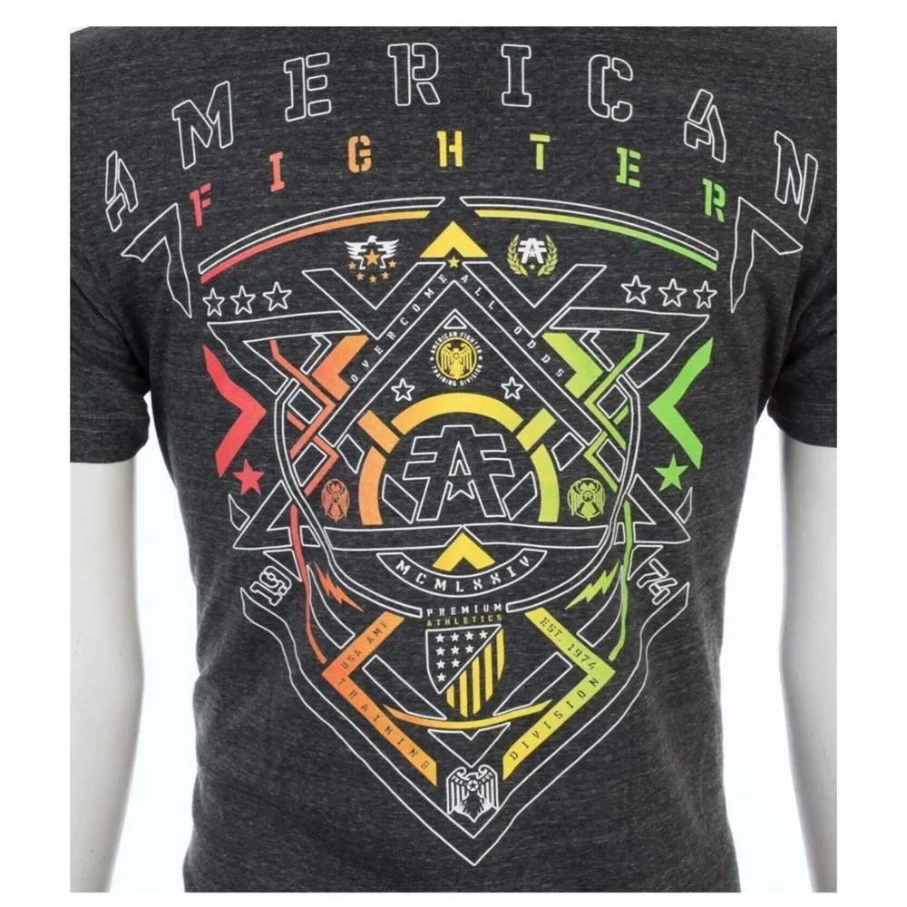 AMERICAN FIGHTER Mens T-shirt Alberta Black Athletic Fit L-3XL NWT - Picture 9 of 10